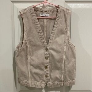 ZARA Tan Canvas Vest Size 13-14